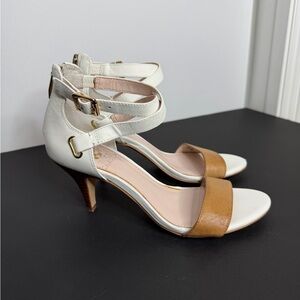 Vince Camuto White and Tan Heels